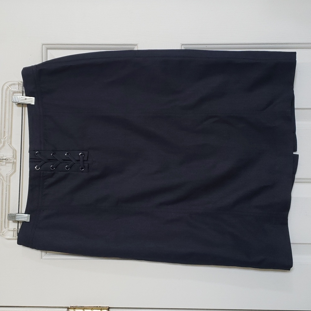 TALBOTS Dark Denim Lace‑Up Grommet Pencil Skirt SIZE 10 - Picture 11 of 14
